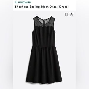 41 HAWTHORN Shoshana Scallop Mesh Detail Dress | Medium | Black